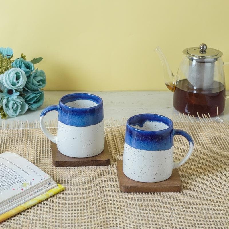 Mug & Tea Cup - Nouvelle Ceramic Mug (Blue) - Set Of Two