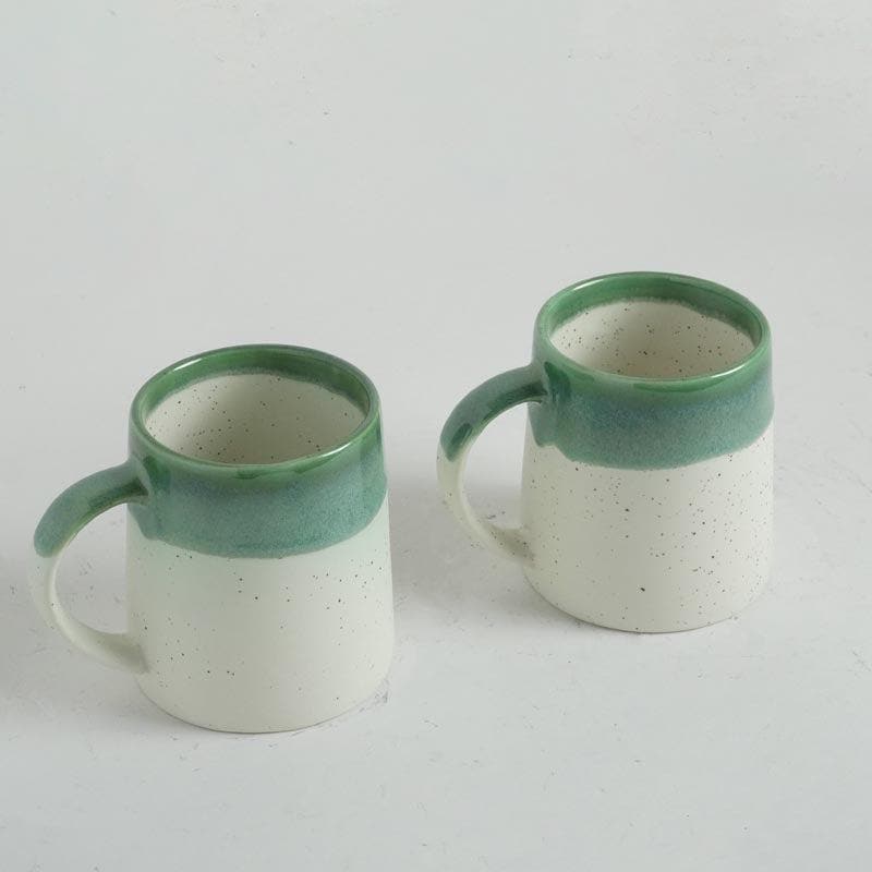 Buy Nouvelle Ceramic Mug (Green) - Set Of Two Mug & Tea Cup from Vaaree