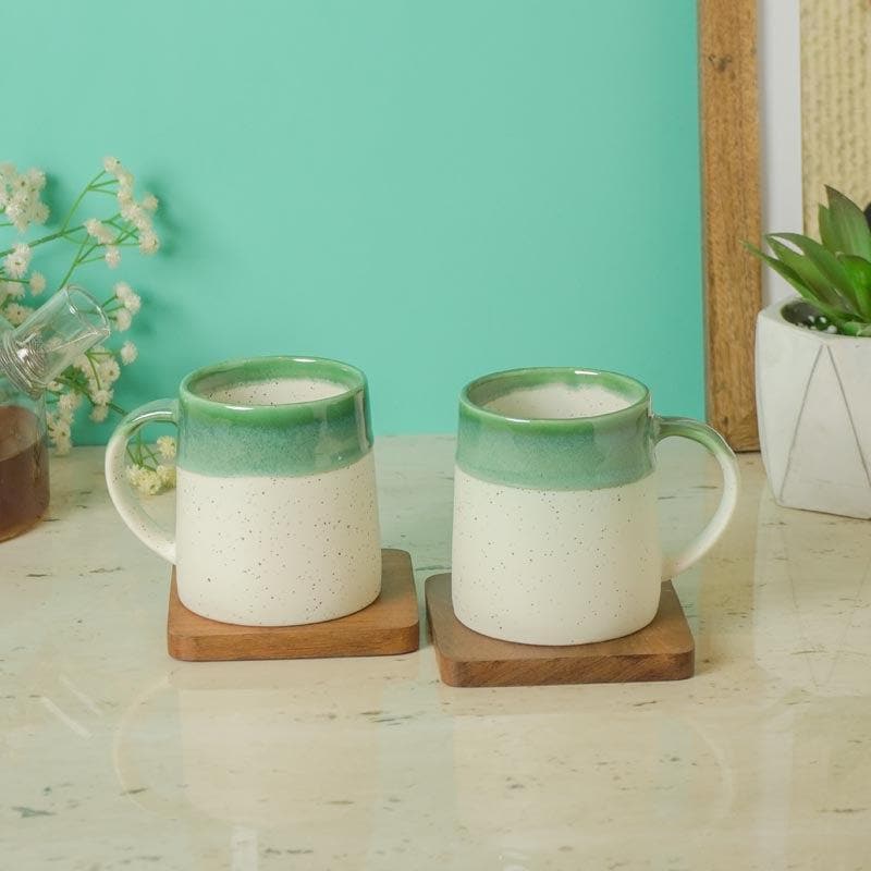 Buy Mug & Tea Cup - Nouvelle Ceramic Mug (Green) - Set Of Two at Vaaree online
