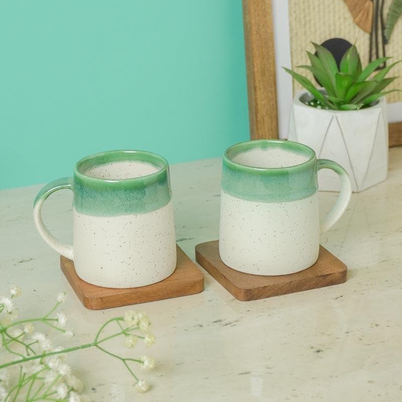 Buy Nouvelle Ceramic Mug (Green) - Set Of Two Mug & Tea Cup from Vaaree