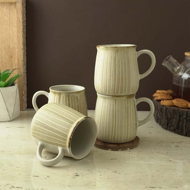 Buy Otillia Beige Mugs (400 ML) - Set Of Four Mug & Tea Cup from Vaaree