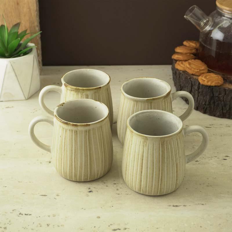 Buy Otillia Beige Mugs (400 ML) - Set Of Four Mug & Tea Cup from Vaaree