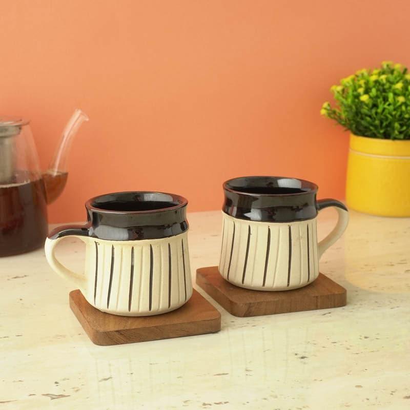 Buy Paige Striped Mug (Black) - Set Of Two Mug & Tea Cup from Vaaree