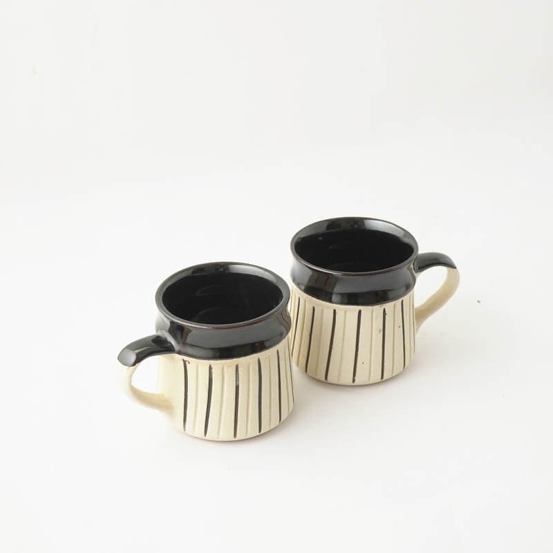 Buy Paige Striped Mug (Black) - Set Of Two Mug & Tea Cup from Vaaree