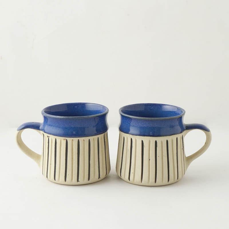 Buy Paige Striped Mug (Blue) - Set Of Two Mug & Tea Cup from Vaaree