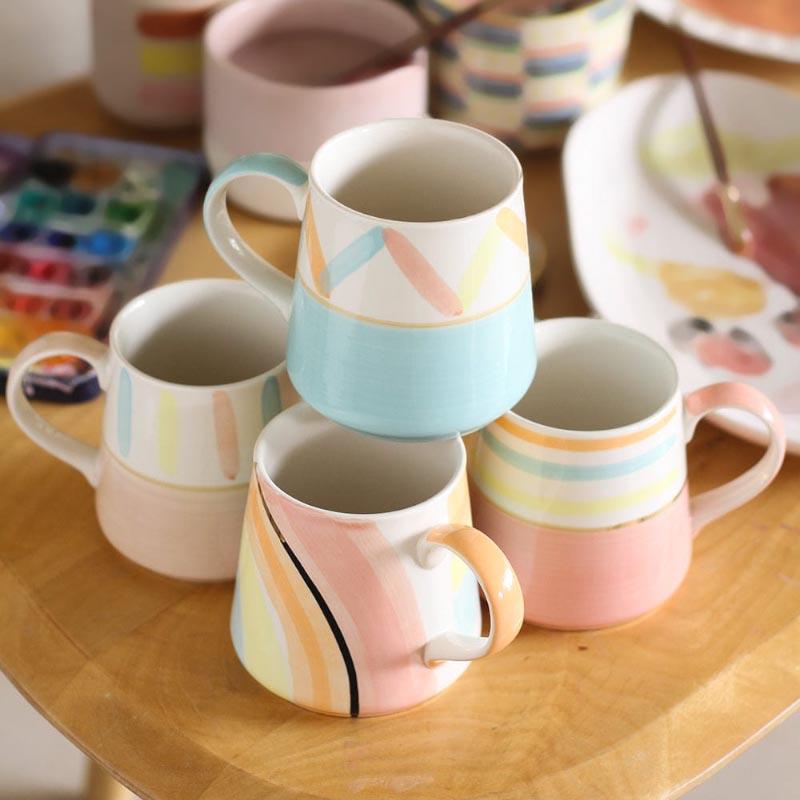 Buy Pastel Perfection Handpainted Mugs - Set Of 4 Mug & Tea Cup from Vaaree