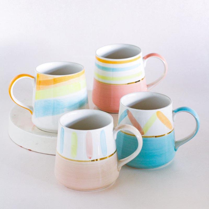 Mug & Tea Cup - Pastel Perfection Handpainted Mugs - Set Of 4