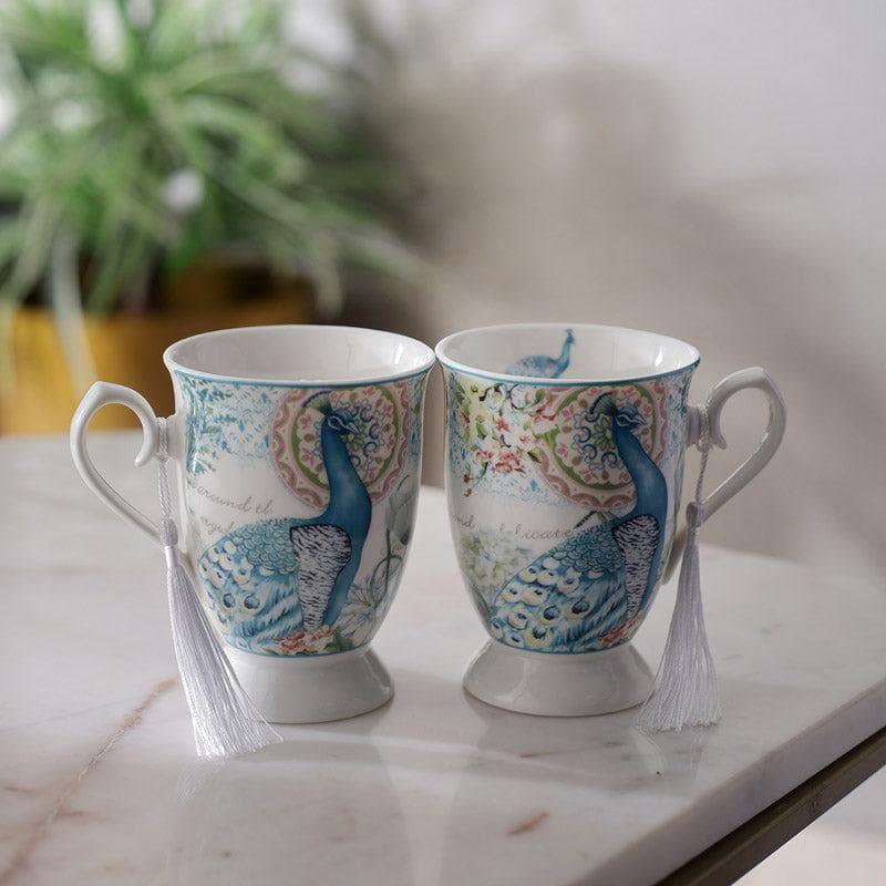 Buy Peacock Charm Mug (350 ML) - Set Of Two Mug & Tea Cup from Vaaree