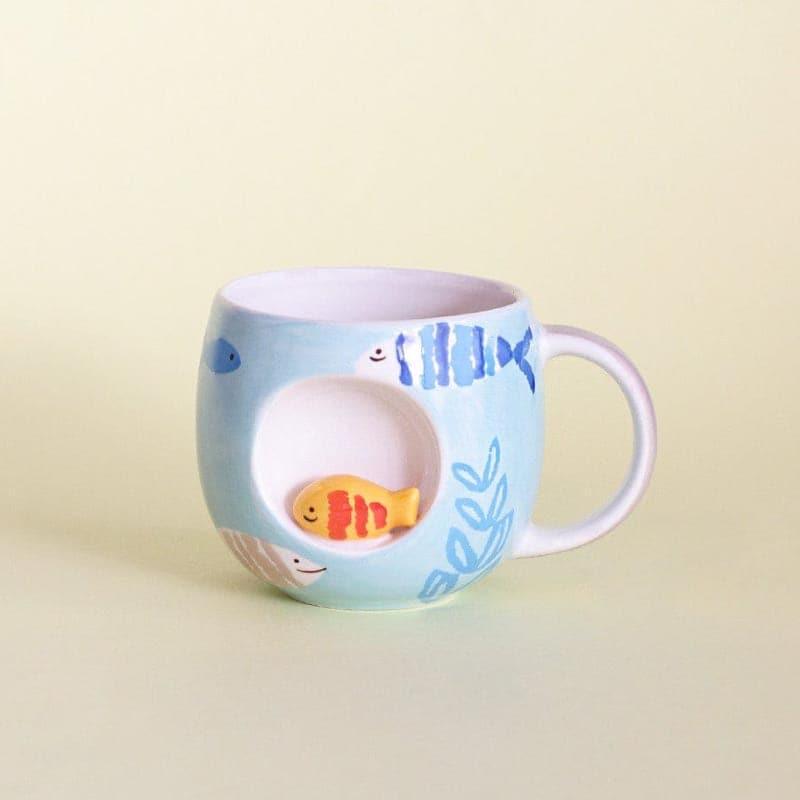 Mug & Tea Cup - Peek A Boo Handpainted Ceramic Mug - Fish