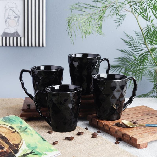 Mug & Tea Cup - Pitch-Dark Ceramic Mug - Set Of Four