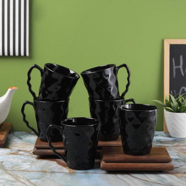 Mug & Tea Cup - Pitch-Dark Ceramic Mug - Set Of Six