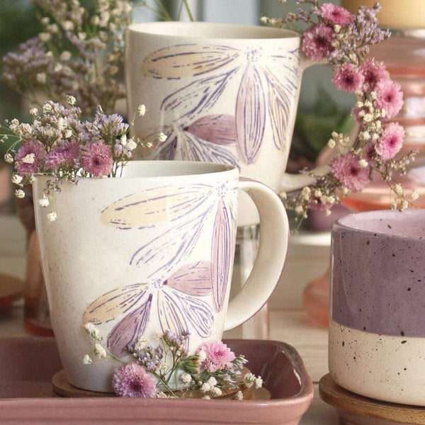 Mug & Tea Cup - Purplicious Handpainted Ceramic Mugs - Set Of 2
