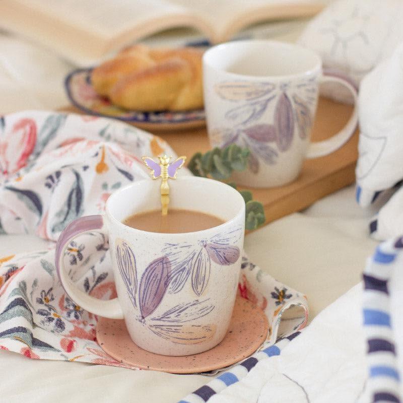 Mug & Tea Cup - Purplicious Handpainted Ceramic Mugs - Set Of 2