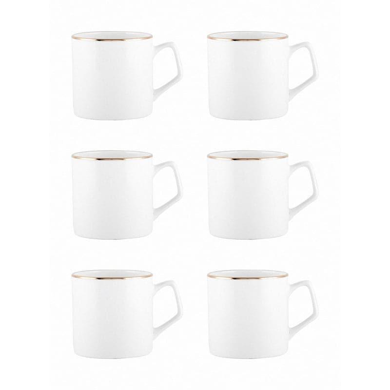 Mug & Tea Cup - Quenna Goldline Mug (240 ML) - Set Of Six