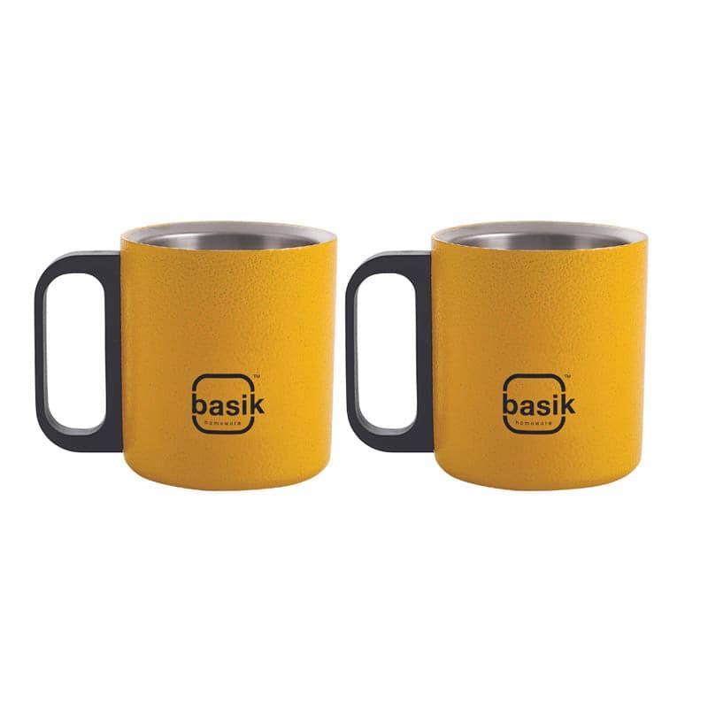 Mug & Tea Cup - Raya Stainless Steel Mug (Yellow) - Set Of Two