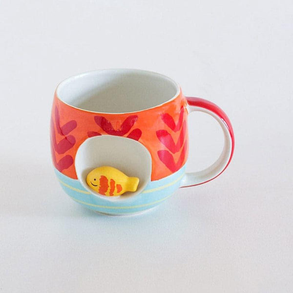 Mug & Tea Cup - Red Coral Handpainted Ceramic Mug