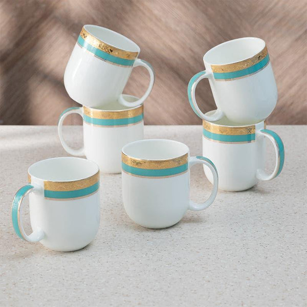 Mug & Tea Cup - Rigva Goldo Aqua Mug (260 ML) - Set Of Six