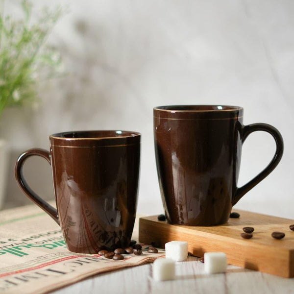 Mug & Tea Cup - Riply Sip Mug (Brown) - Set Of Two