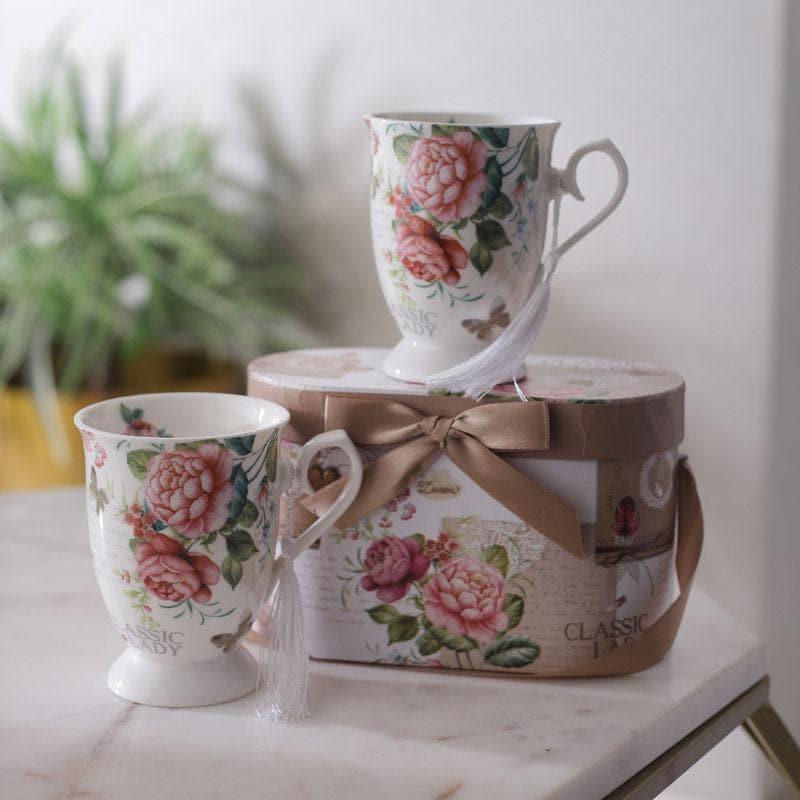 Mug & Tea Cup - Rosy Sip Mug (350 ML) - Set Of Two