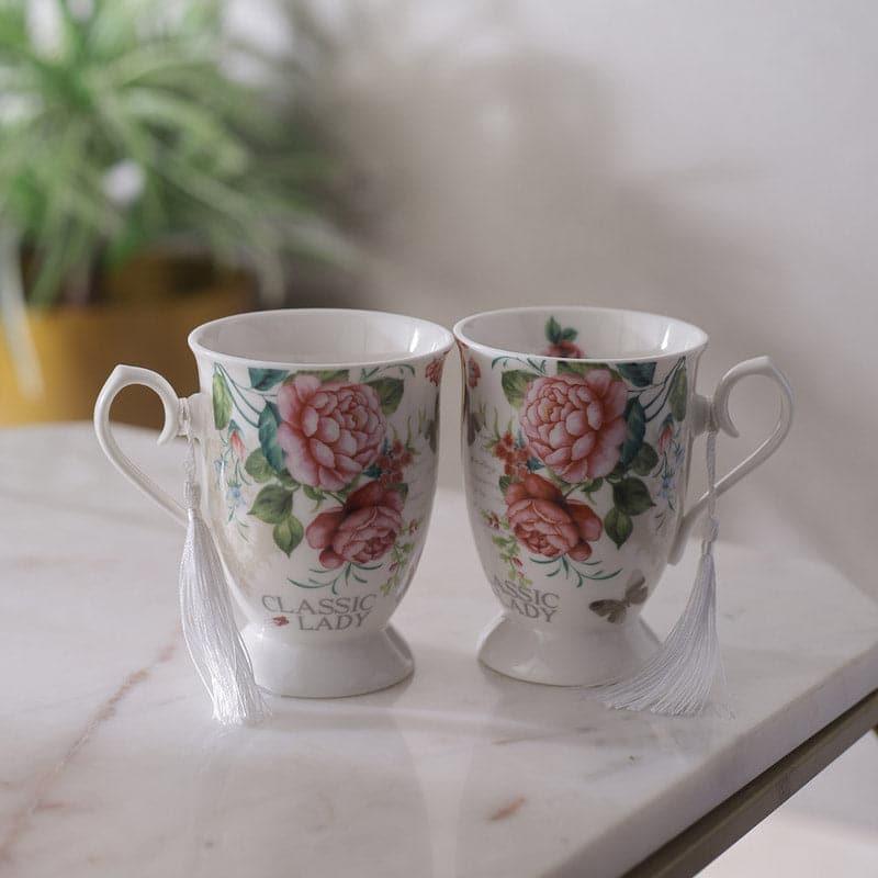 Mug & Tea Cup - Rosy Sip Mug (350 ML) - Set Of Two