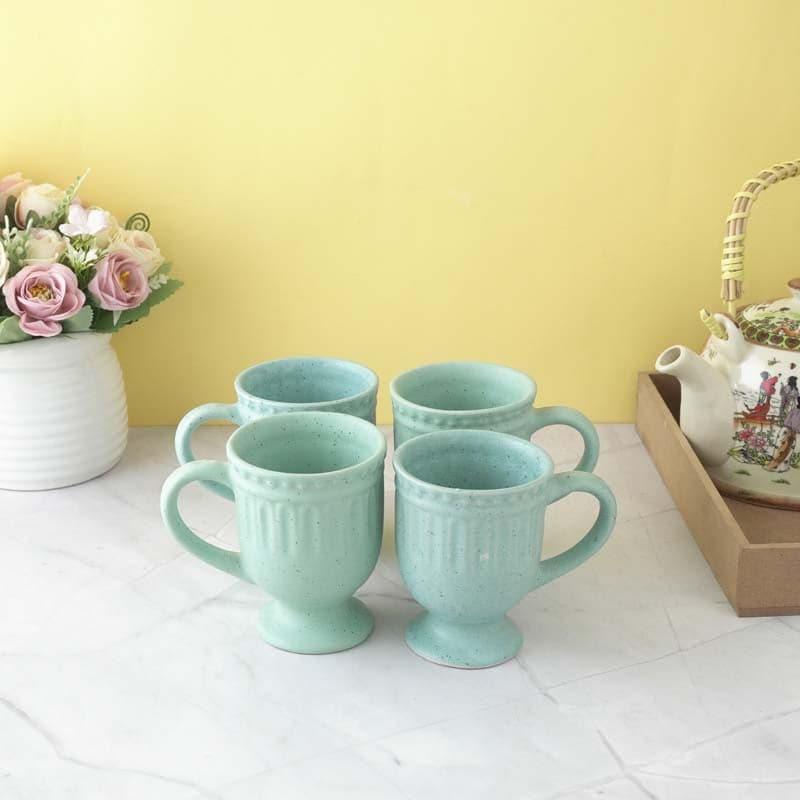 Buy Royal Green Delphine Ceramic Mug (300 ML) - Set Of Four Mug & Tea Cup from Vaaree