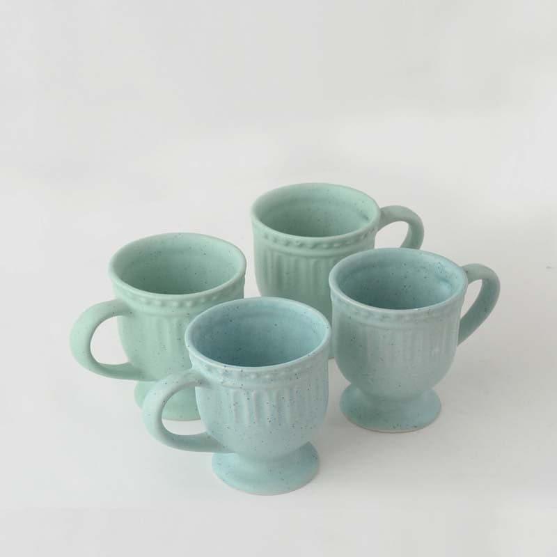 Buy Royal Green Delphine Ceramic Mug (300 ML) - Set Of Four Mug & Tea Cup from Vaaree