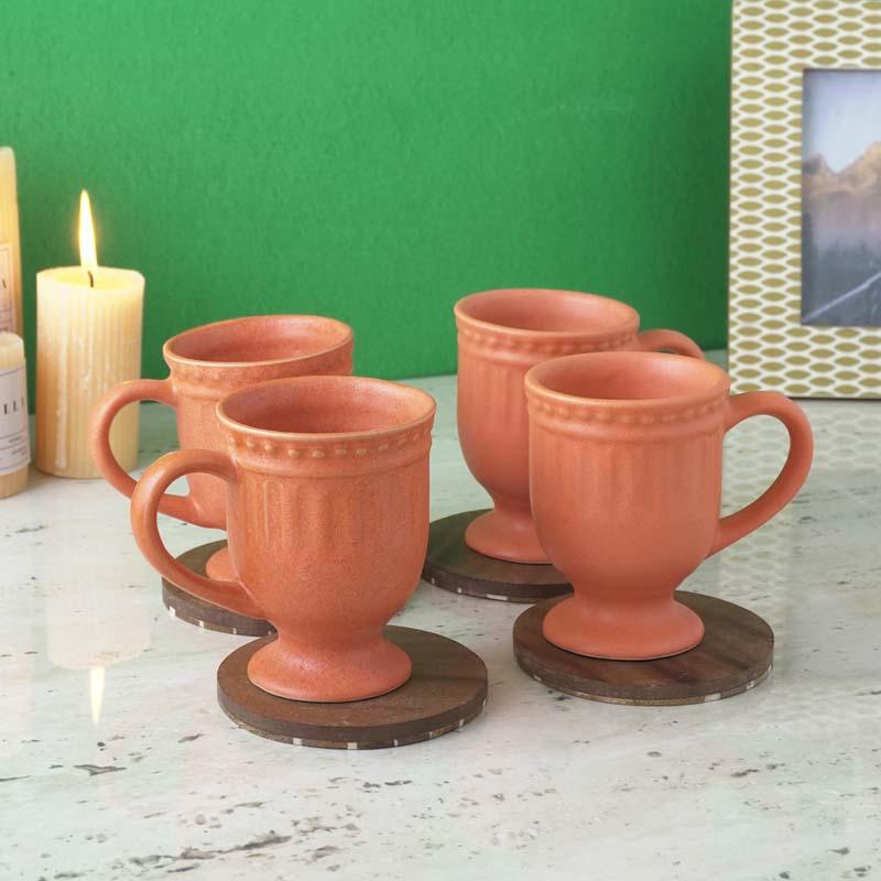 Buy Royal Orange Delphine Ceramic Mug (300 ML) - Set Of Four Mug & Tea Cup from Vaaree