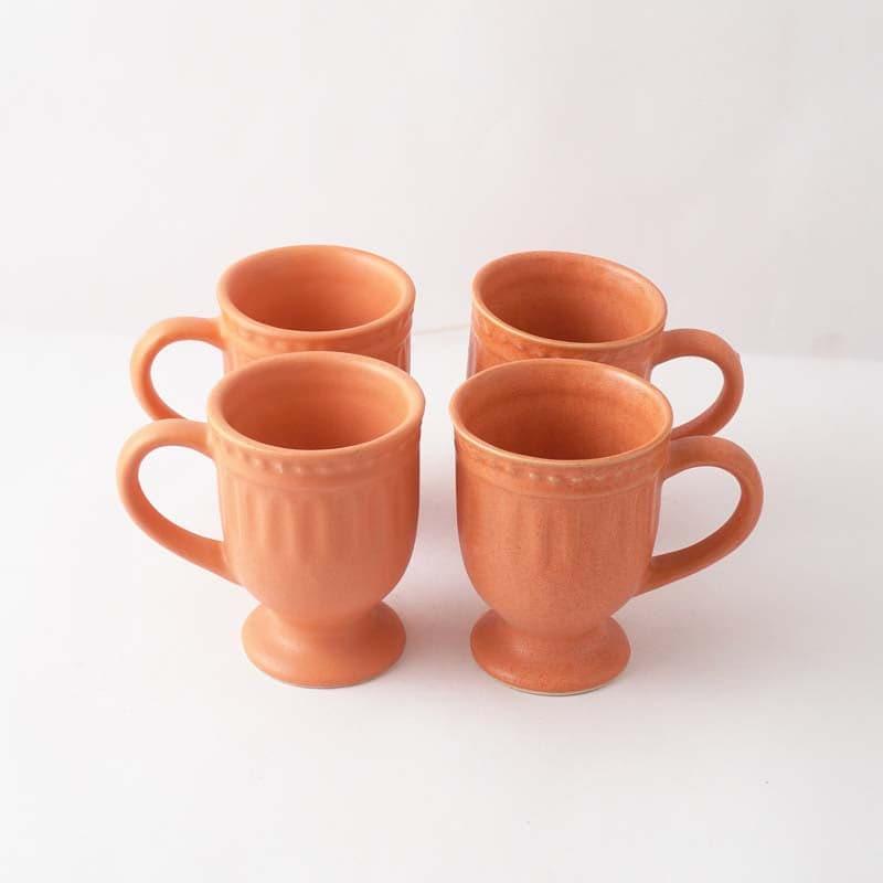 Buy Royal Orange Delphine Ceramic Mug (300 ML) - Set Of Four Mug & Tea Cup from Vaaree