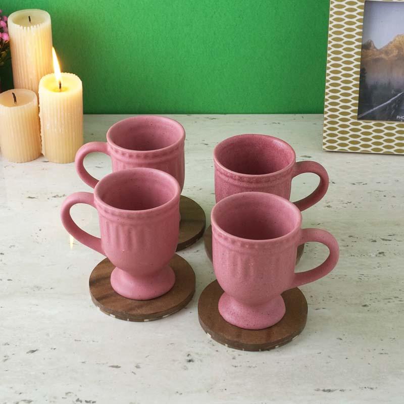 Buy Royal Pink Delphine Ceramic Mug (300 ML) - Set Of Four Mug & Tea Cup from Vaaree