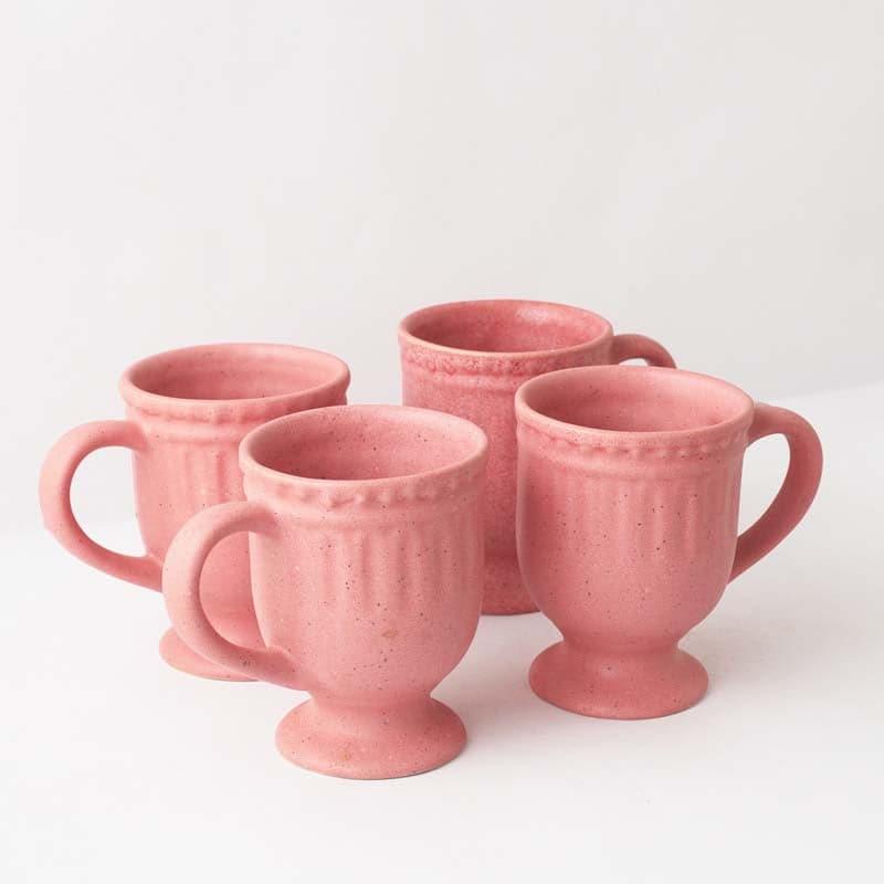 Mug & Tea Cup - Royal Pink Delphine Ceramic Mug (300 ML) - Set Of Four