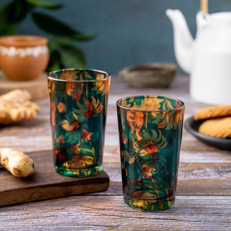 Buy Sanguine Sunflowers Chai Glass - Set of Two Mug & Tea Cup from Vaaree