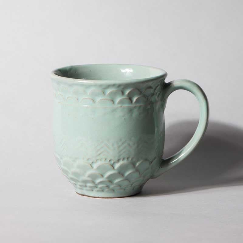 Buy Scallop Riders Mug (Aqua) - Set Of Two Mug & Tea Cup from Vaaree