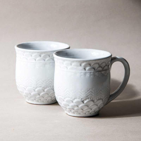 Mug & Tea Cup - Scallop Riders Mug (White) - Set Of Two