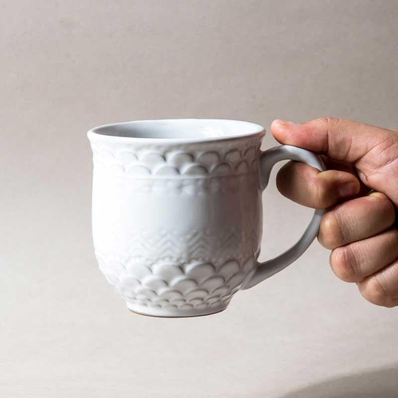 Buy Scallop Riders Mug (White) - Set Of Two Mug & Tea Cup from Vaaree