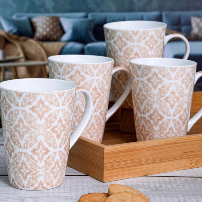 Mug & Tea Cup - Shigha Ethnic Beige Mug (360 ML) - Set Of Four