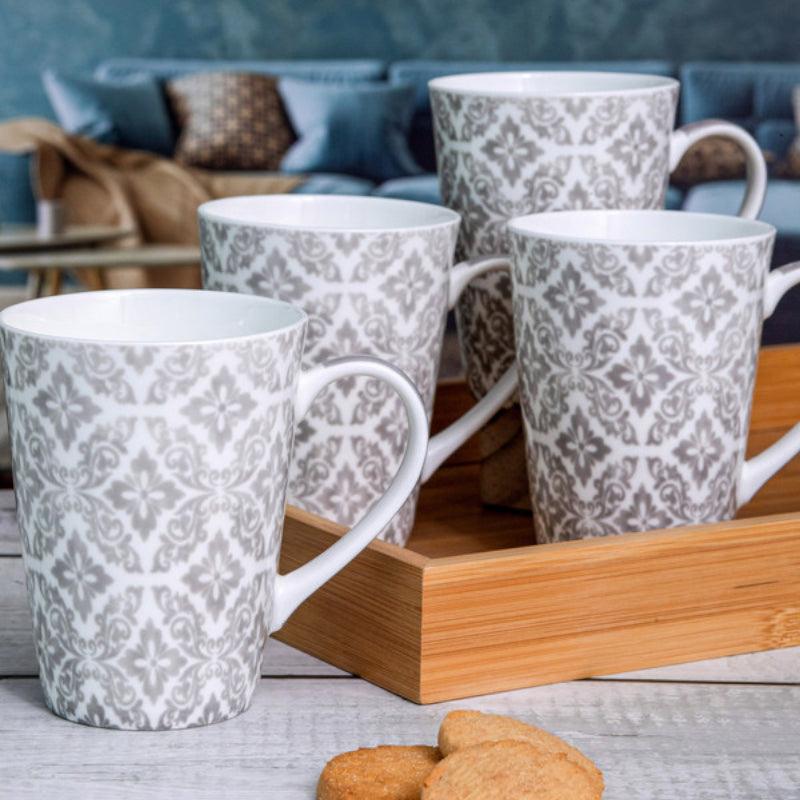 Buy Shigha Ethnic Grey Mug (360 ML) - Set Of Four Mug & Tea Cup from Vaaree