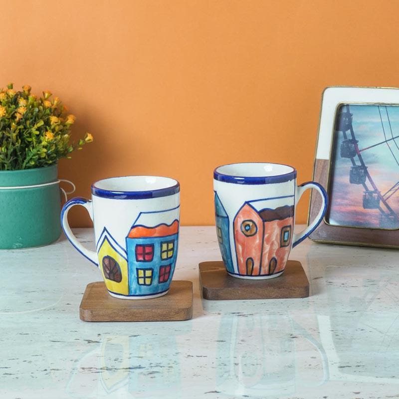 Buy Snow City Ceramic Mug - Set Of Two Mug & Tea Cup from Vaaree