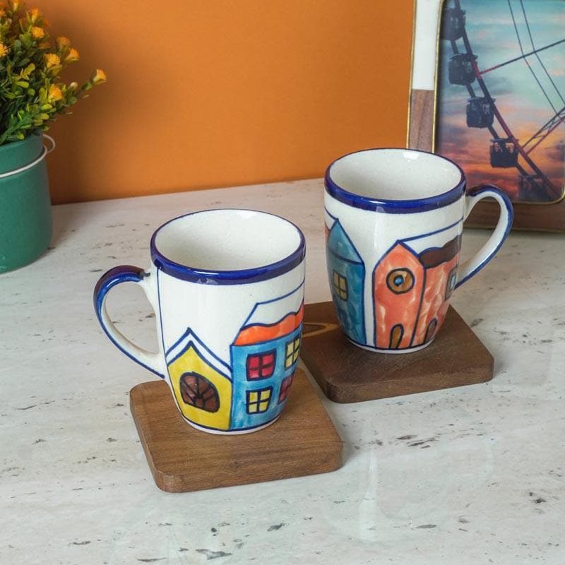 Buy Snow City Ceramic Mug - Set Of Two Mug & Tea Cup from Vaaree