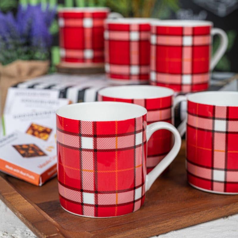 Mug & Tea Cup - Sonaki Grid Mug (220 ML) - Set Of Six