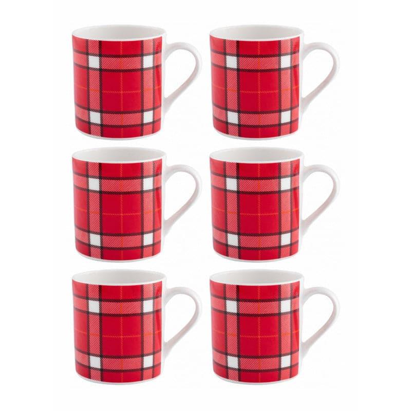 Mug & Tea Cup - Sonaki Grid Mug (220 ML) - Set Of Six