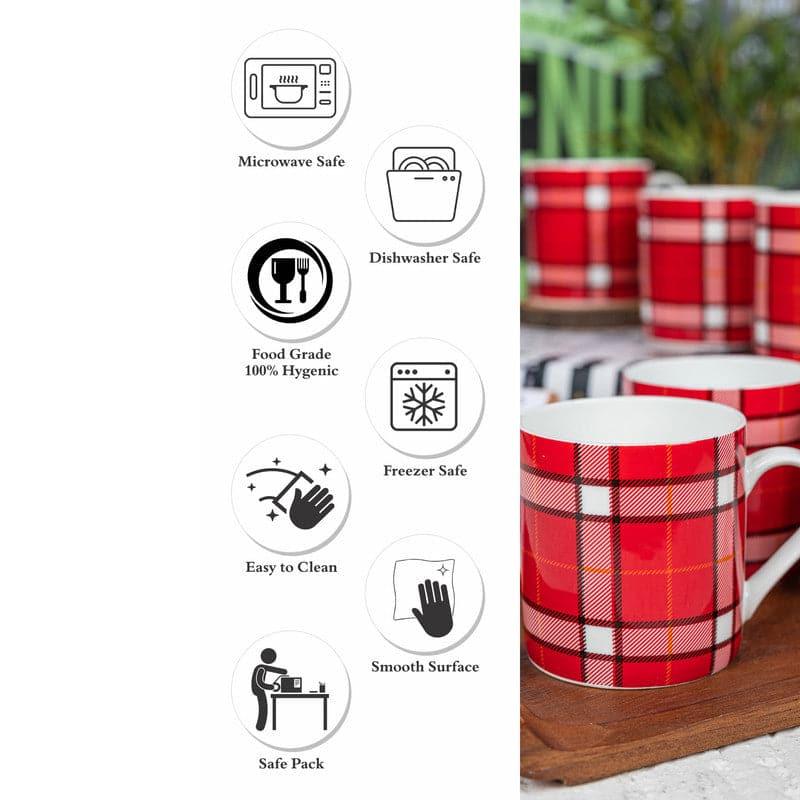 Mug & Tea Cup - Sonaki Grid Mug (220 ML) - Set Of Six