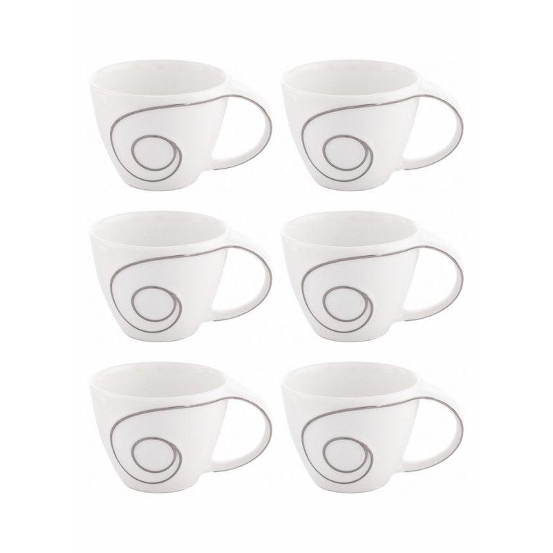 Mug & Tea Cup - Spiral Steam Silver Mug (120 ML) - Set Of Six