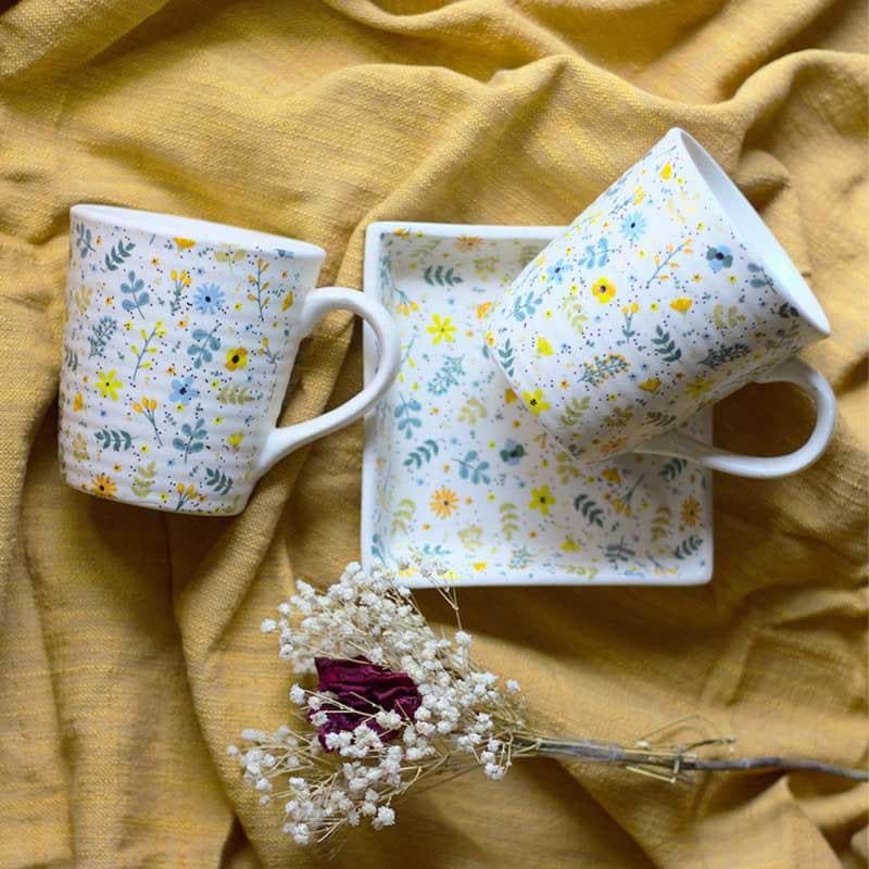 Buy Spring Sprinkle Mug & Tray - Set Of Three Mug & Tea Cup from Vaaree