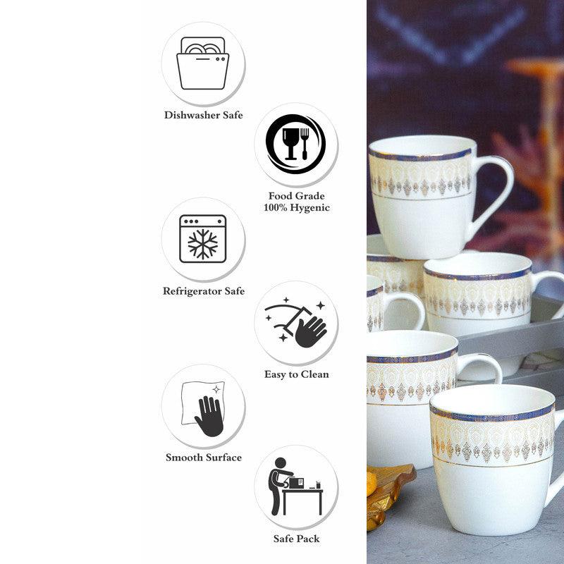 Mug & Tea Cup - Stelo Drizzle Ethnic Mug (170 ML) - Set Of Six