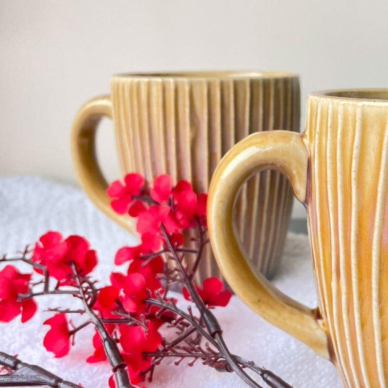 Buy Stripe Sona Mug Mustard - Set Of Two Mug & Tea Cup from Vaaree