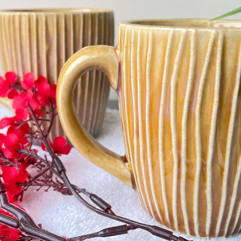 Mug & Tea Cup - Stripe Sona Mug Mustard - Set Of Two