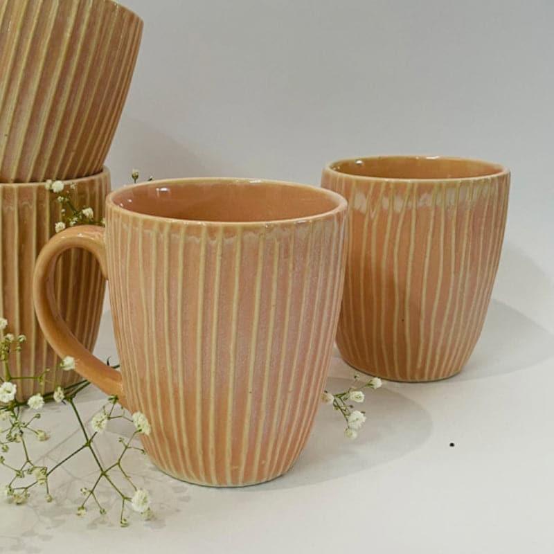 Buy Stripe Sona Mug Peach - 300 ML Mug & Tea Cup from Vaaree