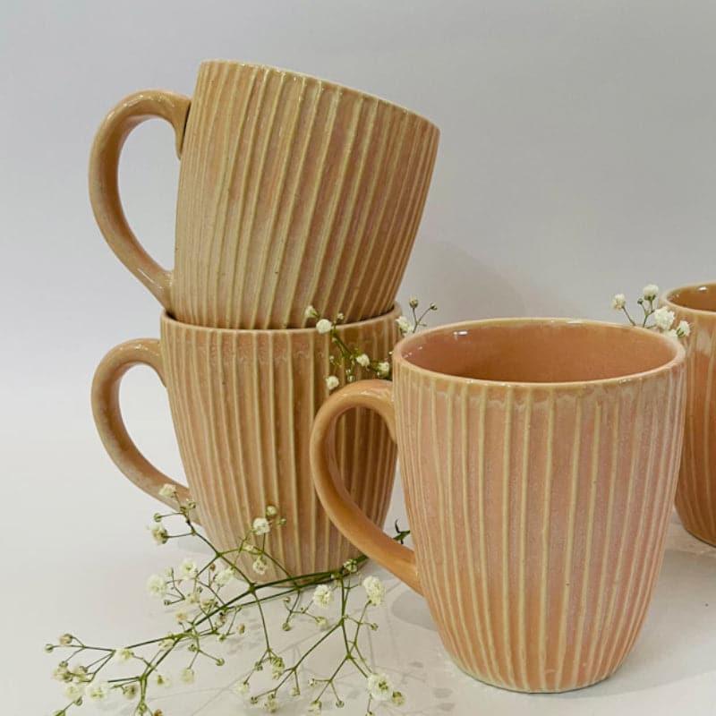 Buy Stripe Sona Mug Peach - 300 ML Mug & Tea Cup from Vaaree