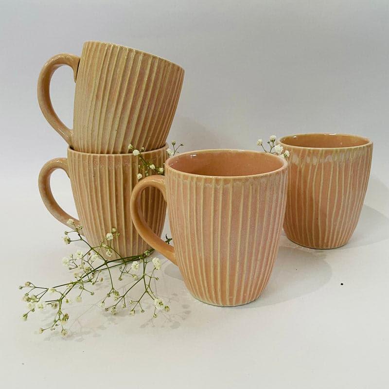 Buy Stripe Sona Mug Peach - 300 ML Mug & Tea Cup from Vaaree