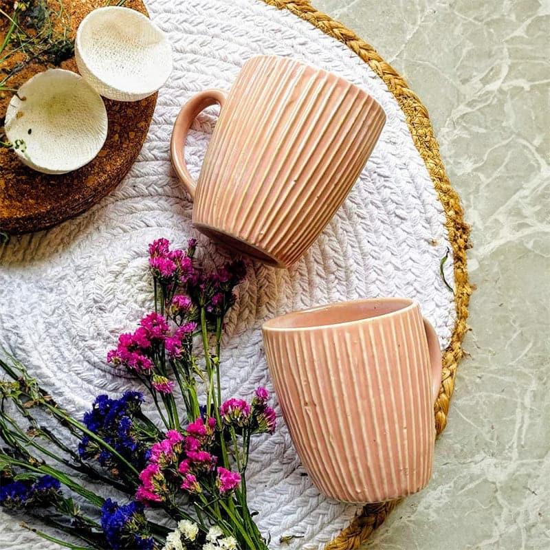 Mug & Tea Cup - Stripe Sona Mug (Peach) - Set Of Two